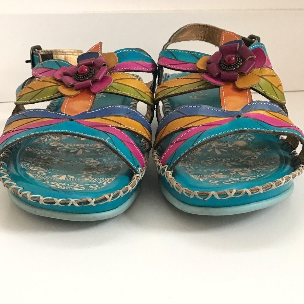 SOCOFY Flower Sandals Leather Bohemian Women’s Size 7 - Picture 7 of 16
